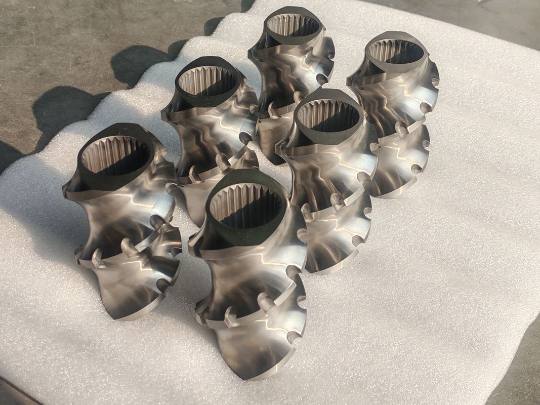 Ελαστικά βίδας γραμμής ακροβολίας πλαστικών 60mm-120 μήκος βίδας 100rpm-1200 ταχύτητα βίδας για μηχανή διπλής βίδας